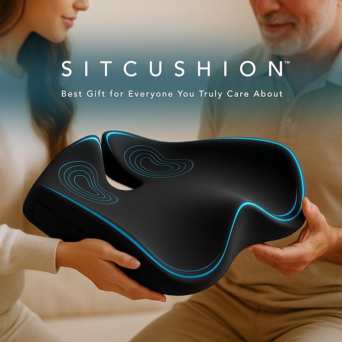 Car Seat Cushion for Driving — Orthopedic Memory Foam Car Seat Pad for Sciatica, Tailbone, and Back Pain Relief for Long Drives. Bonus: with Extra Non-Slip/Washable Cover(Black)