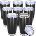 20oz Tumbler Bulk Stainless Steel Tumbler Cup with Lid Vacuum Insulated Double Wall Travel Mug, Durable Powder Coated Travel Coffee Tumbler Mug for Hot & Cold Drinks, Black,8 Pack