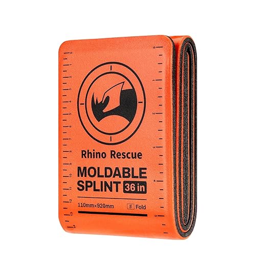 RHINO RESCUE First Aid Splint 36" X 4.3" Orange-Gray, Keep Bones in Position (1, Folded)