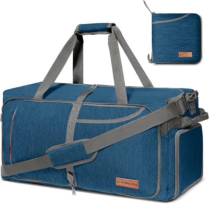 Canway 85L Travel Duffel Bag, Foldable Weekender Bag with Shoes Compartment for Men Women Water-proof & Tear Resistant