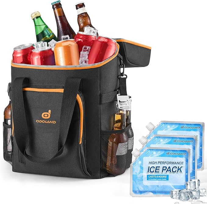 Odoland Cooler Backpack, 30 Cans Insulated Leak-Proof Cooler Bag with Ice Pack for Women and Men, Waterproof Beach Lunch Cooler