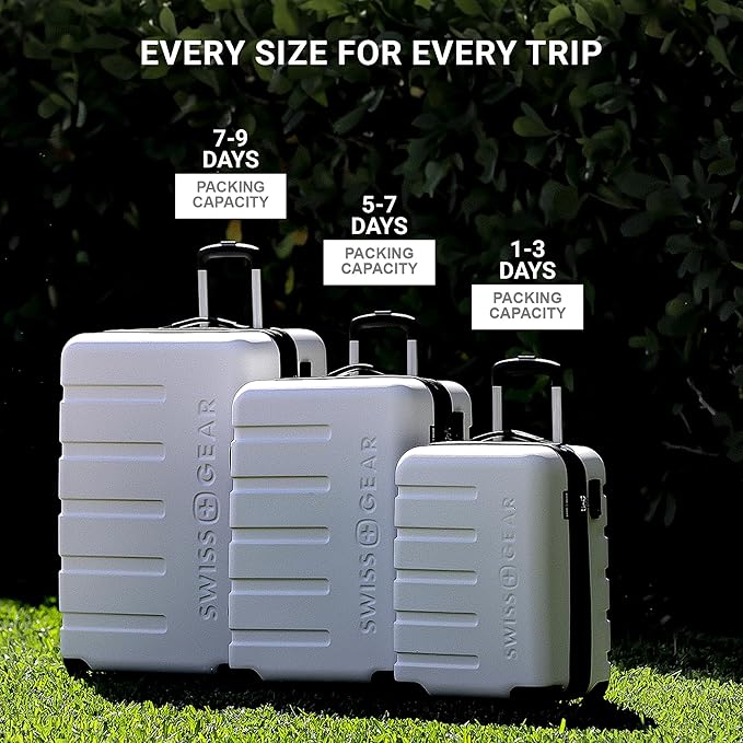 SwissGear 7366 Hardside Expandable Luggage with Spinner Wheels, White, Checked-Large 27-Inch