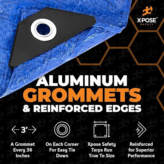 Better Blue Poly Tarp 12' x 14' - Multipurpose Protective Cover - Lightweight, Durable, Waterproof, Weather Proof - 5 Mil Thick Polyethylene - by Xpose Safety