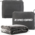 Lightweight Travel Blanket - Premium & Compact Airplane Wearable Blanket with Neck Snaps, Cozy Foot Pockets, Zipper Pouch - Converts into Soft Pillow - Designed for Ultimate Comfort - Shadow