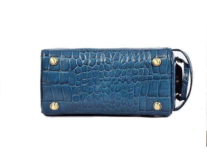 10" Premium Leather Toiletry Travel Pouch With Waterproof Lining | King-Size Handcrafted Vintage Dopp - Kit ~ Gift for Father's Day By Aaron Leather Goods (Egyptian Blue)