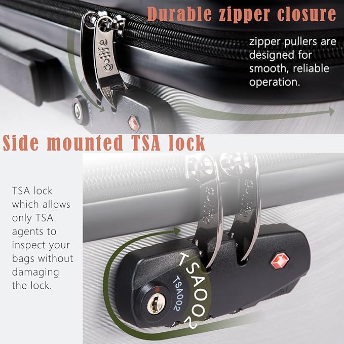 Coolife Luggage Suitcase PC+ABS with TSA Lock Spinner Carry on Hardshell Lightweight 20in 24in 28in (wine red, M(24IN))