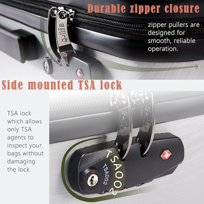 Coolife Luggage Expandable Suitcase PC+ABS 3 Piece Set with TSA Lock Spinner 20in24in28in