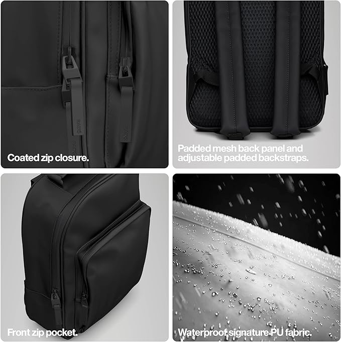 RAINS Regular Book Daypack, Backpack, Laptop Bag, Waterproof, 2 Year Warranty, Black