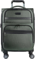 KROSER Softside Expandable Carry On Luggage with Spinner Wheels & Built-in TSA Lock, Durable Suitcase Rolling Luggage with USB Port, Carry-On 20-Inch, Army Green