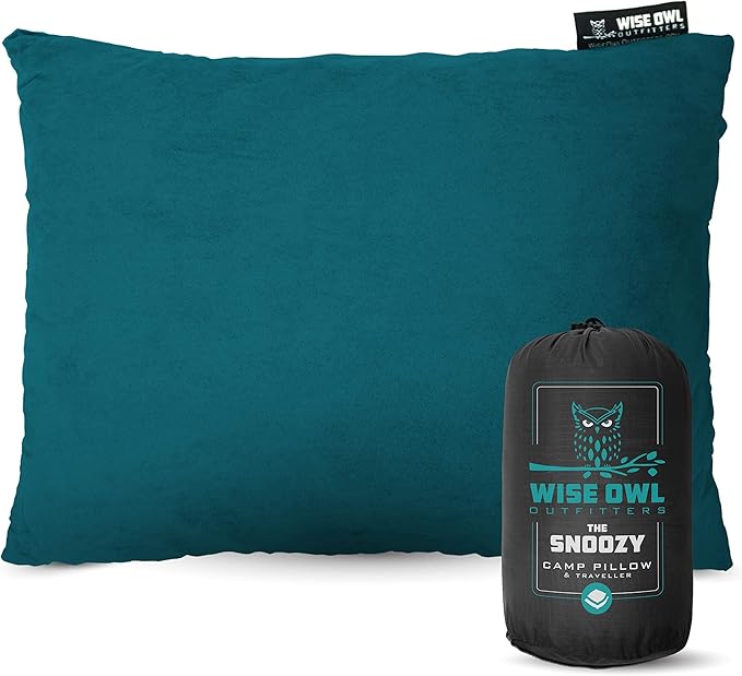 Wise Owl Outfitters Camping Pillow – Memory Foam Travel Pillow for Airplane Sleeping, Hiking, Backpacking & Outdoor Use - Small & Portable for Adults, Car, Camp & Tent
