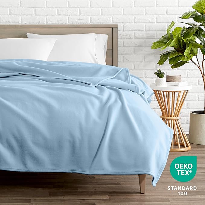 Bare Home Polar Fleece Blanket - Throw Blanket - Warm & Cozy - Premium Fleece - Blanket for Bed, Sofa, Camping, Travel and Cold Nights - Lightweight Blanket (Throw, Light Blue)