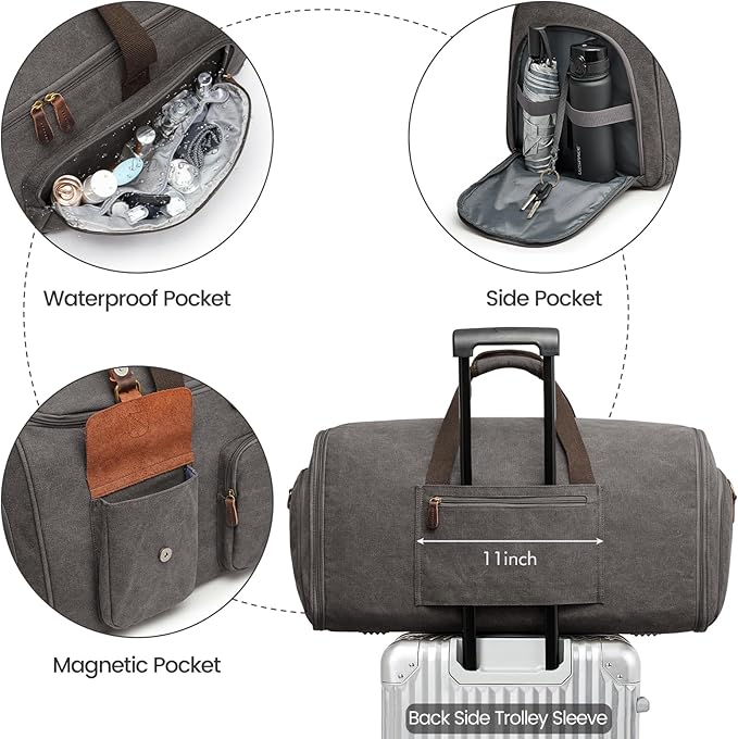 S-ZONE Garment Bags for Travel Convertible Garment Duffle Bags for Travel Suit Carry on Luggage for Men Hanging Suitcase