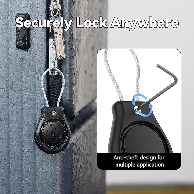 DDJ IPX8 Waterproof for Air Tag Lock Case with Wire Cable, Airtag Keychain Holder [2 Pack], Ultra Durable Anti-Lost Protective Case for Apple Airtags with Keyring for Luggage, Key, Backpack, Pet