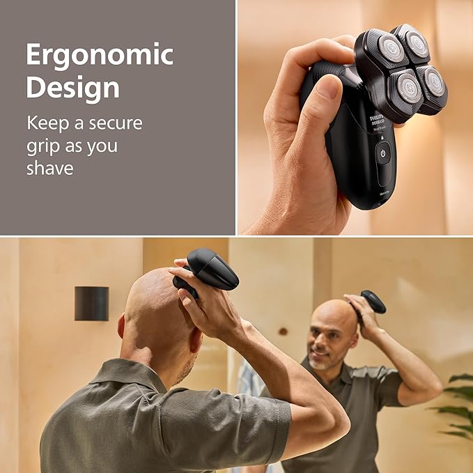 Philips Norelco Head Shaver Pro 5000 Series - Skull Shaver for Men and Women, 360° Flexing Head & ComfortCut Blades for Clean Shave, Gentle on Skin, Model HS5980/40