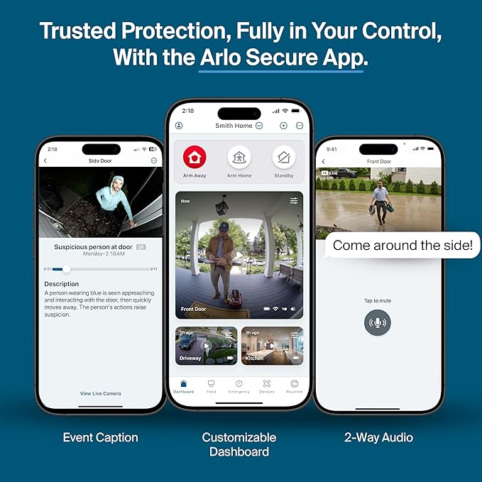 Arlo Pro XL Security Camera (6th Gen - 2025 Release) - 2K HDR, 2x Longer Battery Power, Event Captions, Emergency Response, 1-Mo. Trial of Secure Plan, 160° Field of View, Dual-Band WiFi, 1 Cam, White