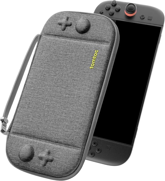 tomtoc Slim Carrying Case for Nintendo Switch 2 Model 2025, Odorless Felt Protective Hard Shell with 12 Game Card Slots, Portable Travel Storage Case with Original Patent and Military Grade Protection
