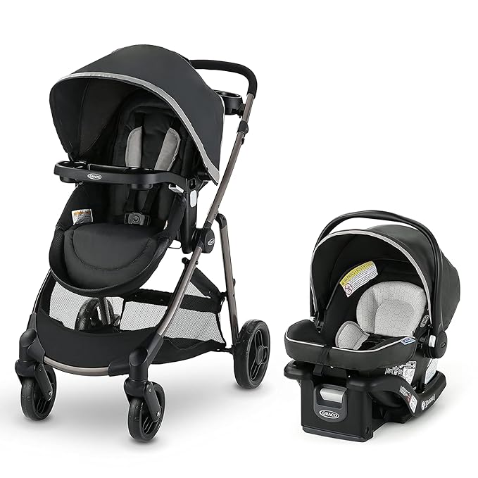 Graco Modes Pramette Travel System, 3-in1 Modular Carseat Stroller Combo, Infant Car Seat Carrier to Toddler Stroller, Includes the SnugRide Car Seat, Redmond