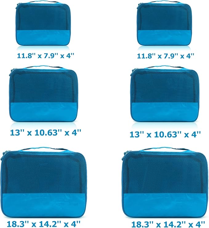 DoubleTrip Extra Large Packing Cubes for Travel Suitcase Organizer - Fit 28inch Luggage Set of 6 with 3 Sizes Travel Cubes Space Saver Baggage Bag