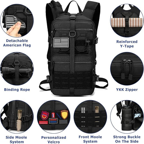 1050D Tactical Hydration Backpack with 3L TPU Water Bladder, Military Molle Water Backpack Perfect for Men & Women, Hydration Pack for Hiking, Biking, Running, Climbing, Hunting, Daily Use