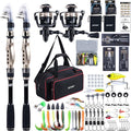 Goture Fishing Rod and Reel Combo - Carbon Fiber Telescopic Fishing Pole - Spinning Reel 9+1 Shielded Bearings Stainless Steel BB - E