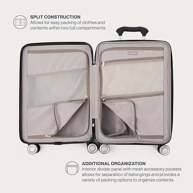 Travelpro Pathways 3 Hardside Expandable Luggage, 8 Spinner Wheels, Lightweight Hard Shell Suitcase 3 Piece Set (21/25/28), Champagne