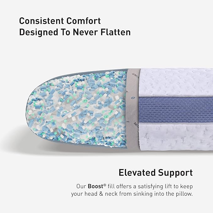 Bedgear Balance Cuddle Curve Performance Pillow - Size 2.0 - Moisture-Wicking Pillow for Side Sleepers - Medium Firmness Bed Pillow- Hypoallergenic, Washable Removable Cover - 20" W x 26" L x 5.75" H