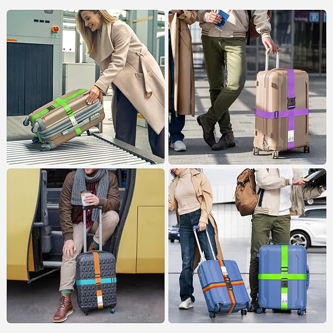 BILIONE Luggage Straps TSA Approved Add a Bag Premium Accessory for Travel Bag Closure (Sky Blue, 2)