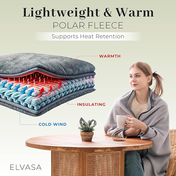 Elvasa Travel Blanket and Pillow Set – Compact Lightweight Throw for Train, Car – Small, Portable Fleece – Long Flight Must Haves – Airplane Comfort Kit – Multi-Use Quillow for Travel (Black)