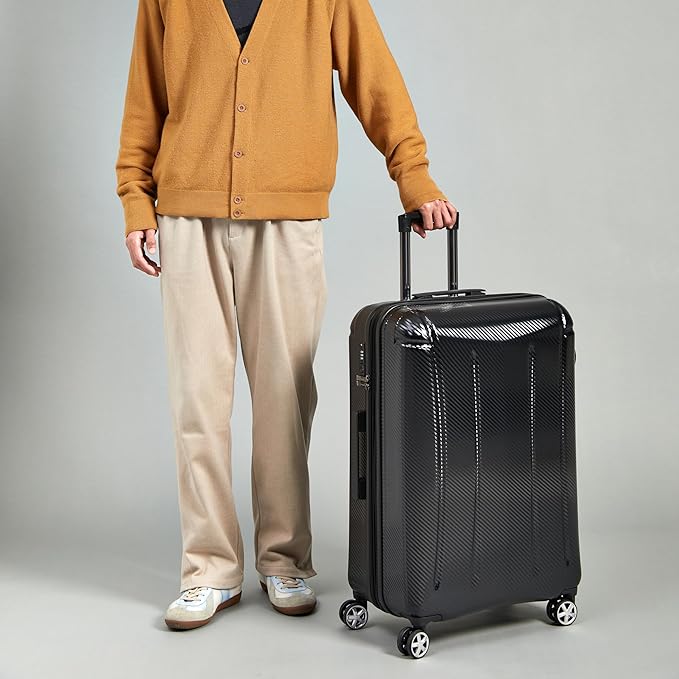Amazon Basics 30-Inch Hardside Checked Luggage With TSA Lock, Hardshell Suitcase With Wheels, Expandable For Up to 12.5% More Space, With Scratch-Resistant Surface, 8 Multi-directional Wheels, Black