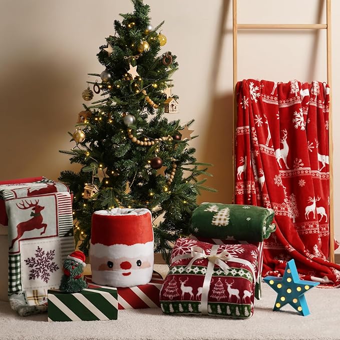 PHF Printed Fleece Blanket Queen Size, No Shed No Pilling Ultra Soft Plush Cozy Xmas Prints Theme Home Décor Flannel Blanket for Bed, Sofa, Couch and Gift, 90" x 90", Northern Winter