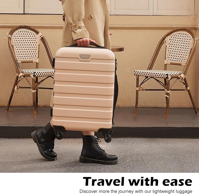 Coolife Luggage 3 Piece Set Suitcase Spinner Hardshell Lightweight TSA Lock (champagne new, 3 piece set(20in24in28in))