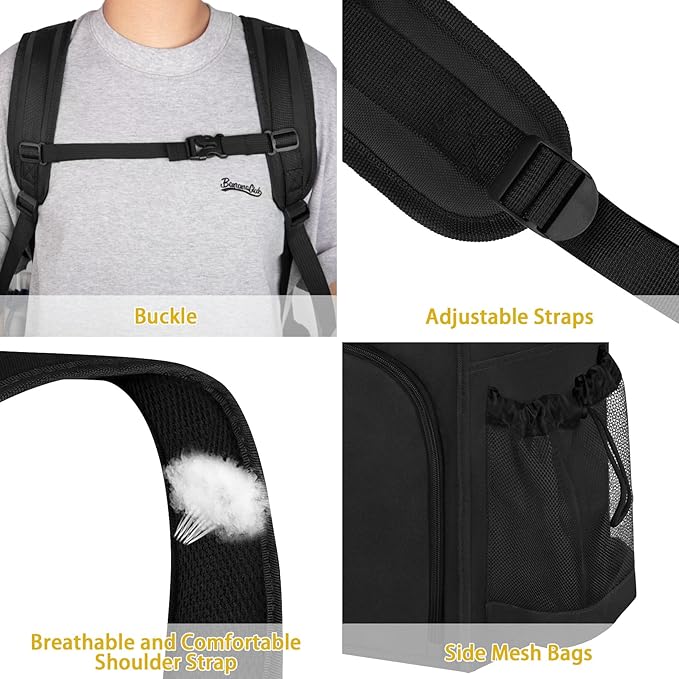 Laundry Bag Backpack Extra Large, 110L Laundry Backpack Heavy Duty with Shoulder Straps, Collapsible and Mesh Pocket Dorm Laundry Basket Hamper Bag for College, Travel, Laundromat, Apartment Black