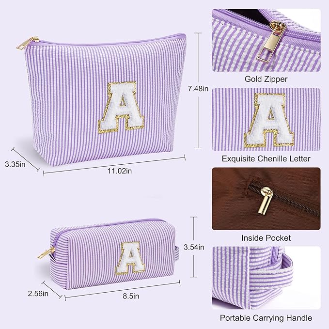 YOOLIFE Preppy Stuff for Teen Girls, Gifts for Teen Girls Birthday Gifts Idea for Mom Her | Personalized Cute Makeup Bag for Girlfriend | 21st Birthday Gifts for Her Makeup Pouch Monogram Makeup Bag J