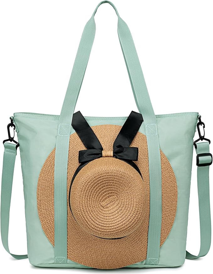 LEDAOU Beach Bags for Women, Beach Bags Waterproof Sandproof, Packable Beach Tote Bag with Zipper Travel Sports