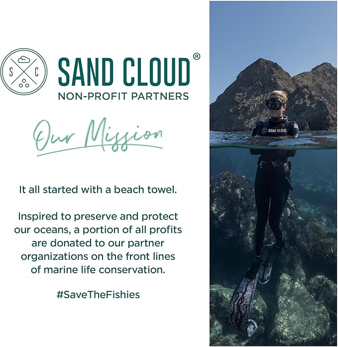 Sand Cloud Turkish Beach Towel - Sand Free - 100% Organic Turkish Cotton Yarn - Quick Dry Towel for Beach, Picnic, Blanket or Bath - As Seen on Shark Tank - Marine Life (Bohemianster)