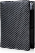 Polare Full Grain Leather Passport Holder RFID Blocking Travel Bifold Wallet Passport Holders 2 Passports (Carbon Black)