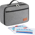 Lifewit Freezable Lunch Box, Insulated Reusable Lunch Bag with 2 Ice Packs, Mini Cooler Snack Bag for Bento Box for Salad, Sandwich, Snacks fo Men Women for Work, Gray 5L