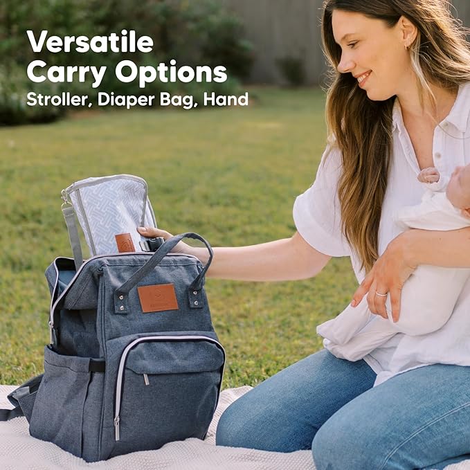 KeaBabies Portable Diaper Changing Pad - Large Waterproof Baby Changing Mat, Compact Travel Diaper Clutch, Functional Pockets Fit Newborn Essentials, Wipeable & Padded Baby Changer (Gray Mod)