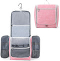 Della Gao Big Capacity Portable Travel Hanging Toiletry Bag Men and Women, Cosmetics Makeup Bag Toiletries Organizer, Water-Resistant Nylon Bathroom Bag, Pink