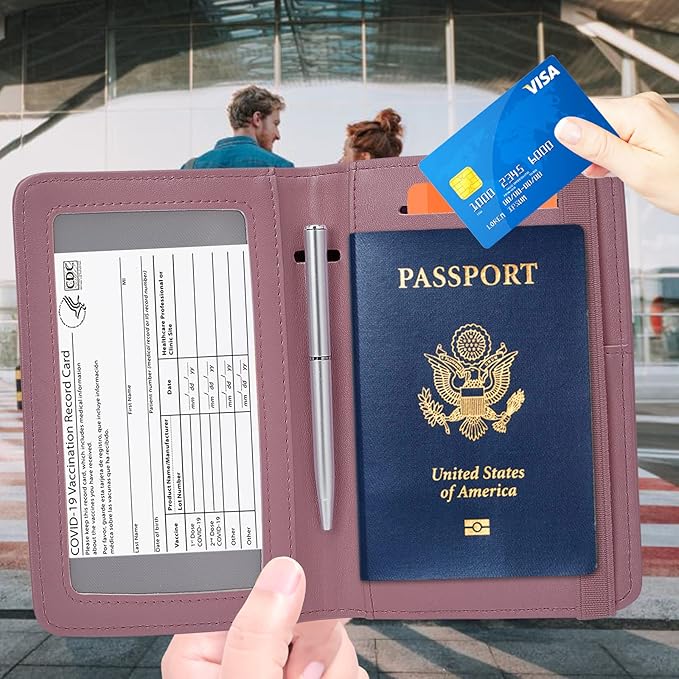 ZOPPEN Passport Holder Wallet, Passport Cover Travel Wallet Women Travel Essentials Accessories Document Organizer Travel Must Haves Rfid Blocking Cover Case for Women and Men, Purple
