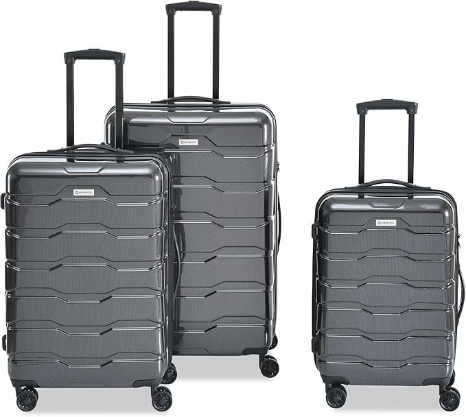 3 Piece Luggage Set, Hardshell Luggage Sets with TSA Lock, PC+ABS Lightweight Suitcase Sets with 360° Spinner Wheels BLACK (20/24/28)