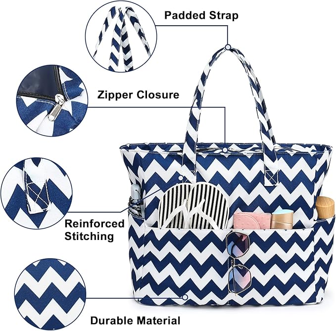 Waterproof Beach Tote Pool Bags for Women Ladies Extra Large Gym Tote Carry On Bag With Wet Compartment for Weekender Travel