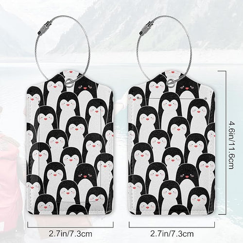 2Pcs Luggage Tag for Suitcase Penguin Animals Cute Luggage Tag with Privacy Flap & Name ID Label & Metal Loop, Travel Suitcase Tags for Women