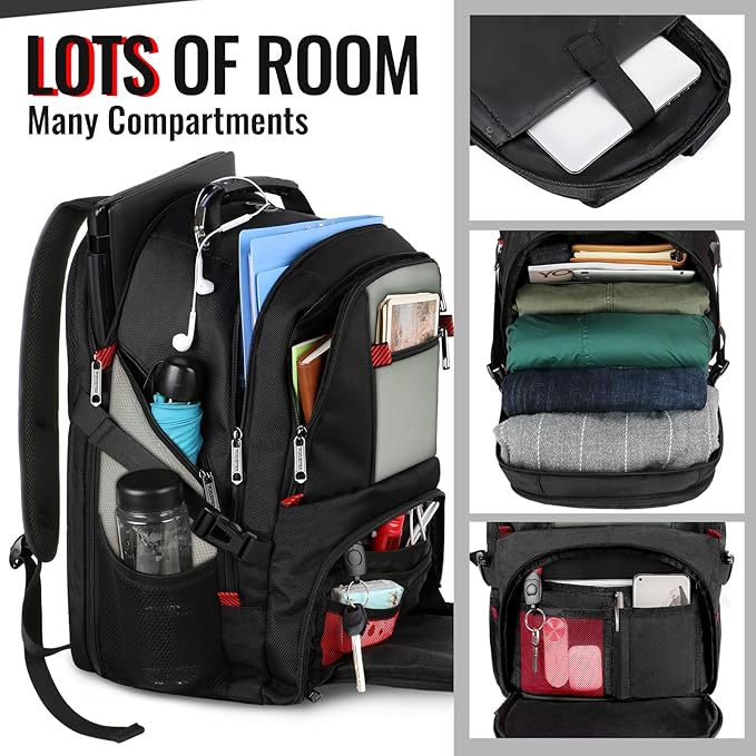 YOREPEK Travel Backpack, 50L Laptop Backpacks for Men Women, Water Resistant Airline Approved Bag with USB Charging Port Fits 17 Inch Computer, Grey