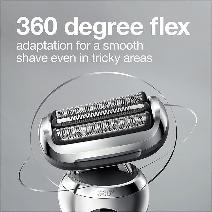 Braun Electric Razor for Men, Series 7 360 Flex Head Foil Shaver with Precision Beard Trimmer, Rechargeable, Wet & Dry and Travel Case, Black, 5 Piece Set