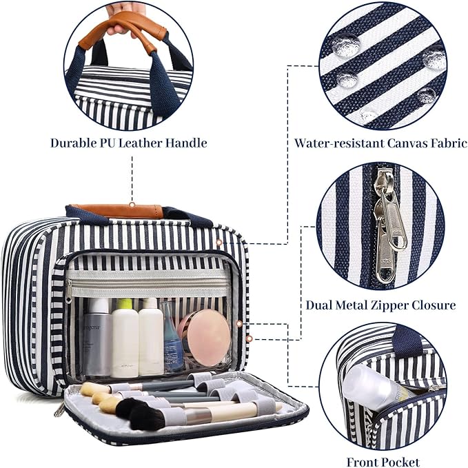 Hanging Travel Toiletry Bag,Large Capacity Cosmetic Travel Toiletry Organizer for Women with 4 Compartments & 1 Sturdy Hook,Perfect for Travel/Daily Use/Christmas