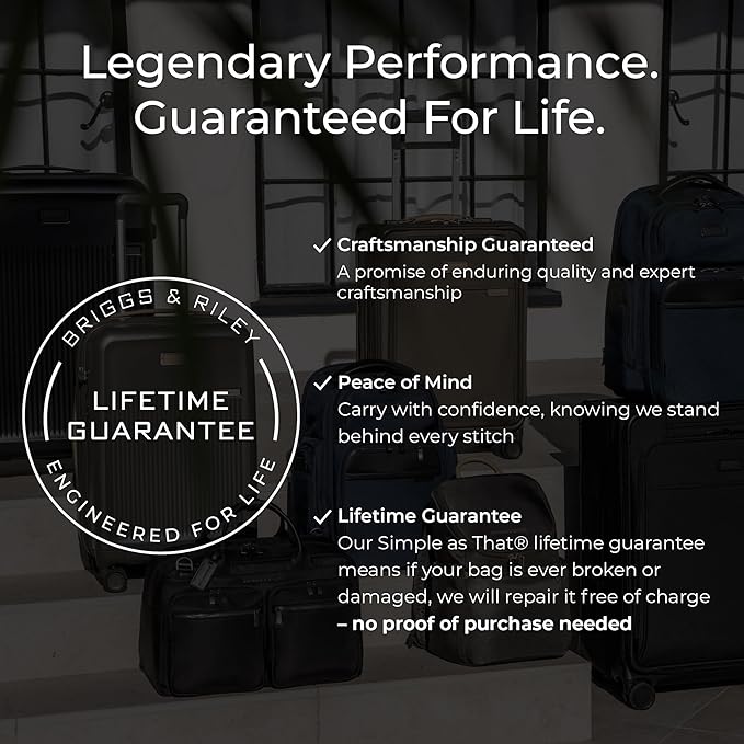 Briggs & Riley Global 21" Carry On Expandable Spinner - Luggage for International Travel, Suitcases with Wheels, Softside Rolling Bag for Men & Women, Self-Repairing Zipper- Baseline Collection, Black