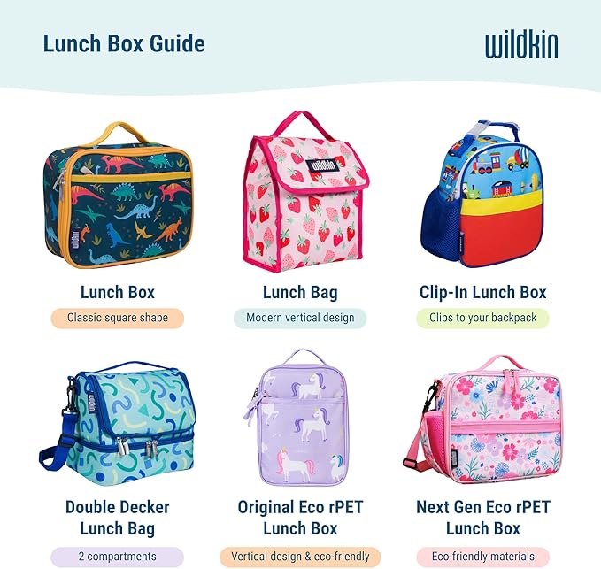 Wildkin Kids Insulated Lunch Box – Durable and Reusable for School & Travel - Confetti Blue