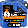 Better Blue Poly Tarp 30' x 50' - Multipurpose Protective Cover - Lightweight, Durable, Waterproof, Weather Proof - 5 Mil Thick Polyethylene - by Xpose Safety