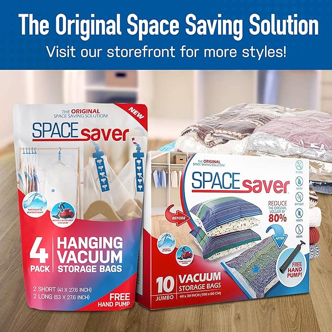 10 Pack Medium Vacuum Storage Bags for Comforters, Blankets & Clothes – Vacuum Sealed Compression Bags with Hand Pump – Space Saver Storage Bags for Bedding, Moving, Travel & Organization
